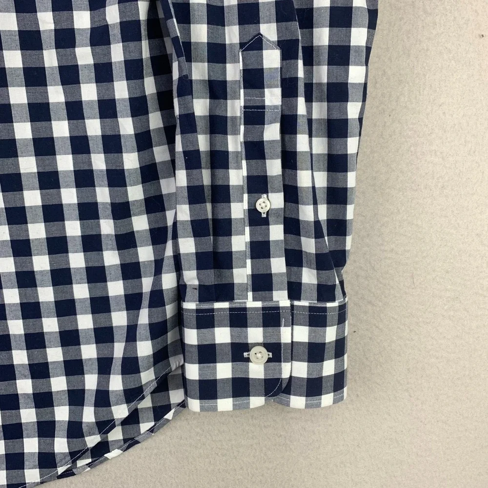 J.CREW Shirt Mens‎ XL Blue Gingham Check Plaid Long Sleeve Slim-Fit Button Up